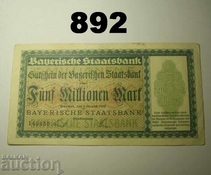 Munchen 5 million mark 1923 Staatsbank