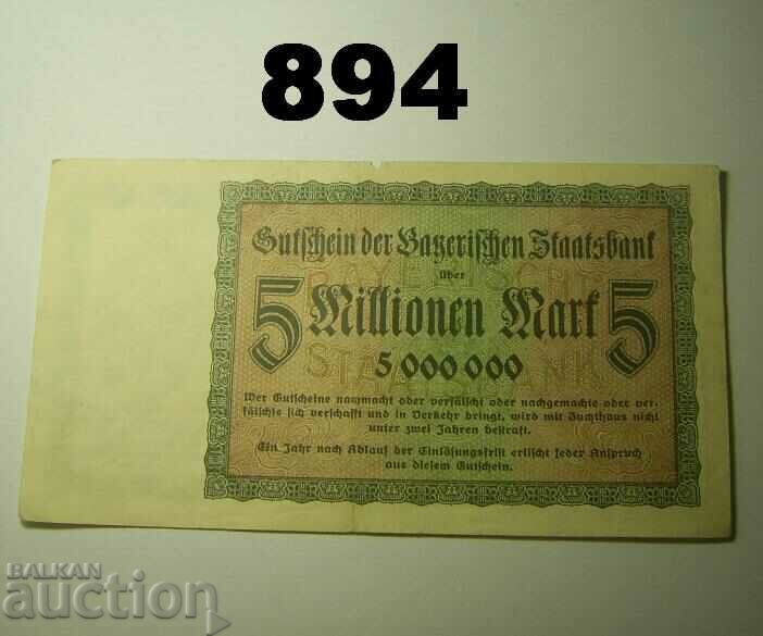 Munich 5 million mark 1923 Staatsbank with price 5.00 BGN | € 2.56