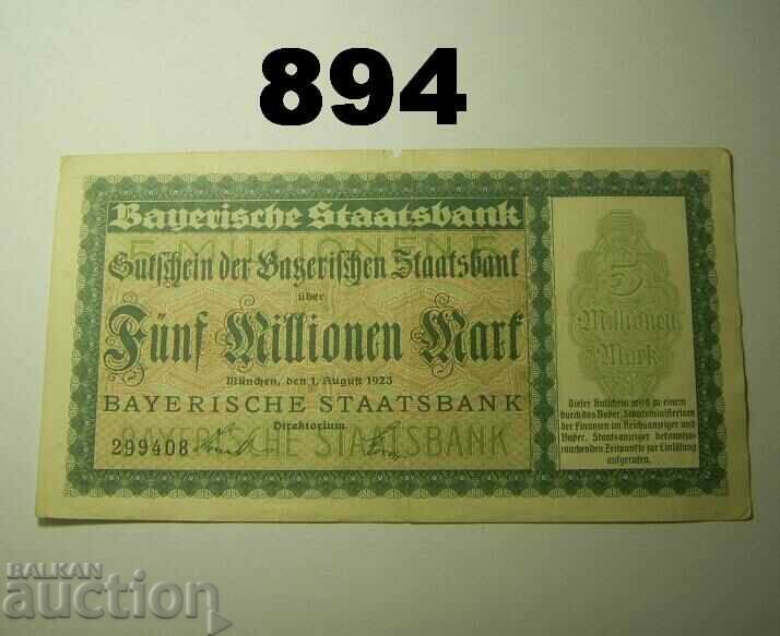 Munchen 5 million mark 1923 Staatsbank