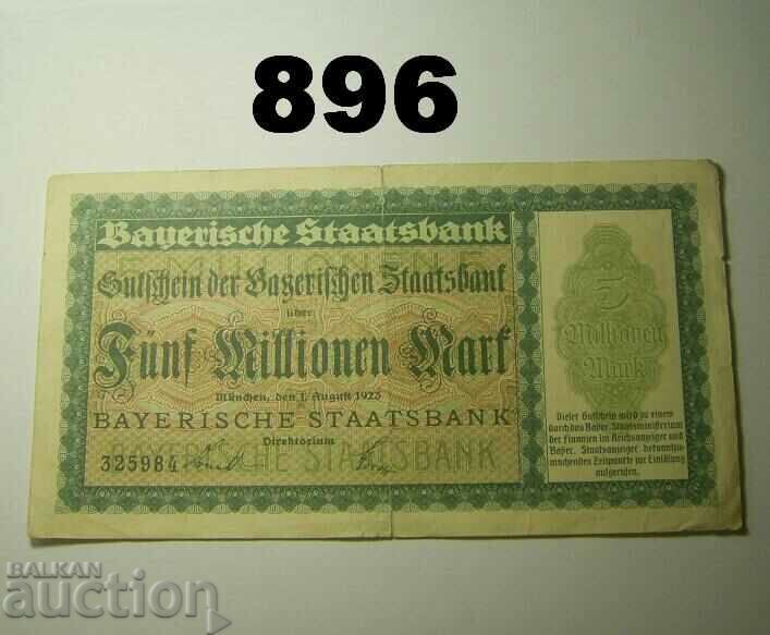 Munchen 5 milioane marca 1923 Staatsbank