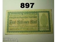 Munich 5 million mark 1923 Staatsbank