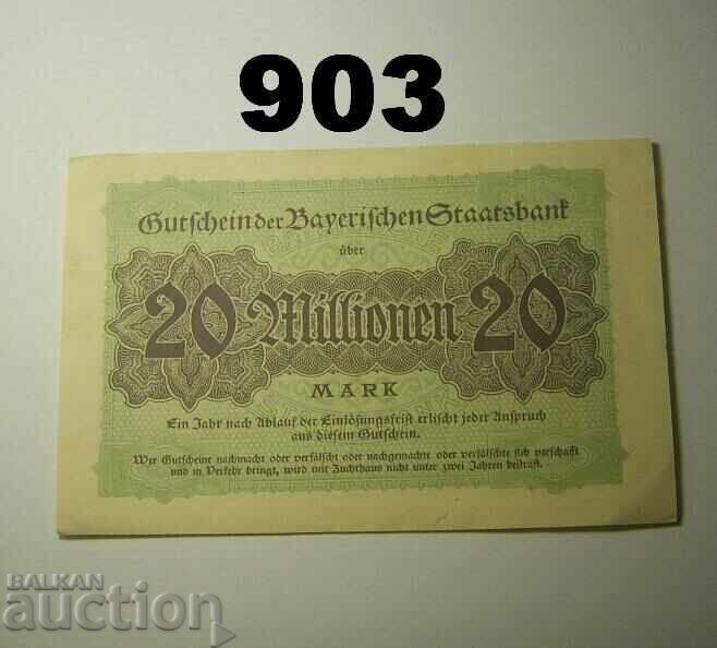 Munchen 20 de milioane de mărci 1923 Bayerische Staatsbank