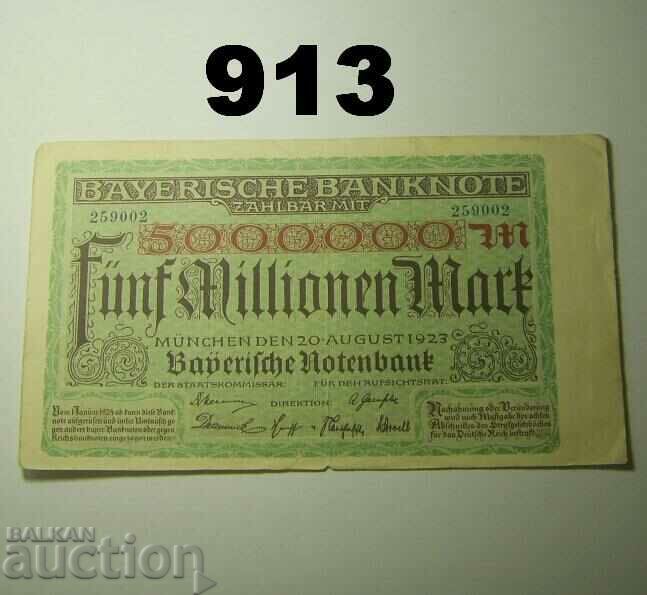 München 5 milioane marca 1923 Bayerische Notenbank