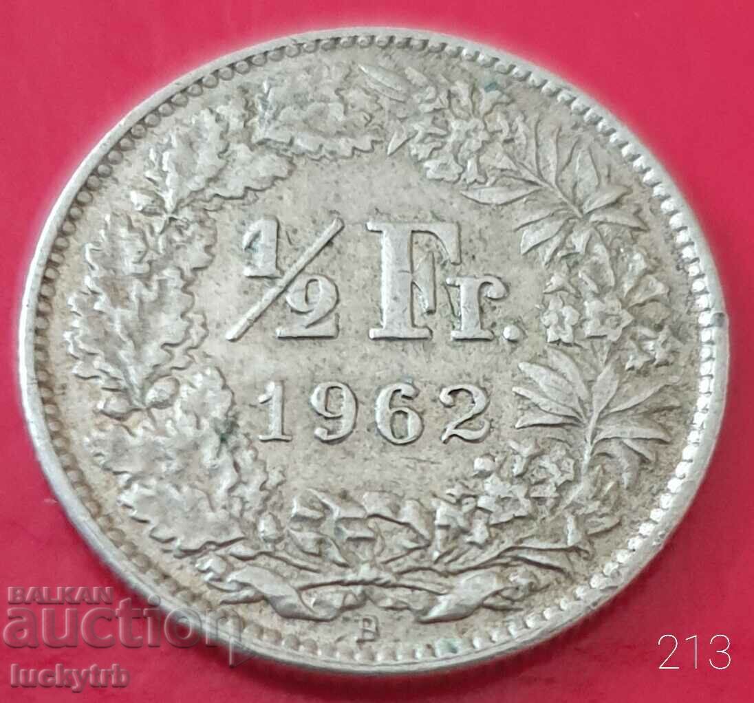 1/2 franc 1962 - Elveția - Argint