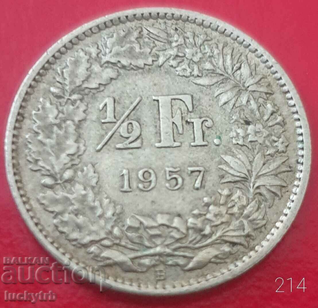 1/2 Franc 1957 - Elveția - Argint