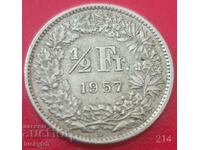 1/2 Franc 1957 - Elveția - Argint