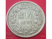 1/2 Franc 1957 - Elveția - Argint