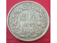 1/2 Franc 1957 - Elveția - Argint