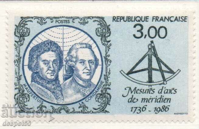 1986. Franţa. Măsurarea arcurilor de meridian.