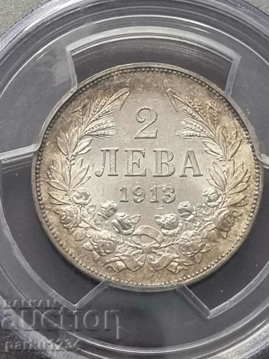 2 лева 1913 г. PCGS MS64