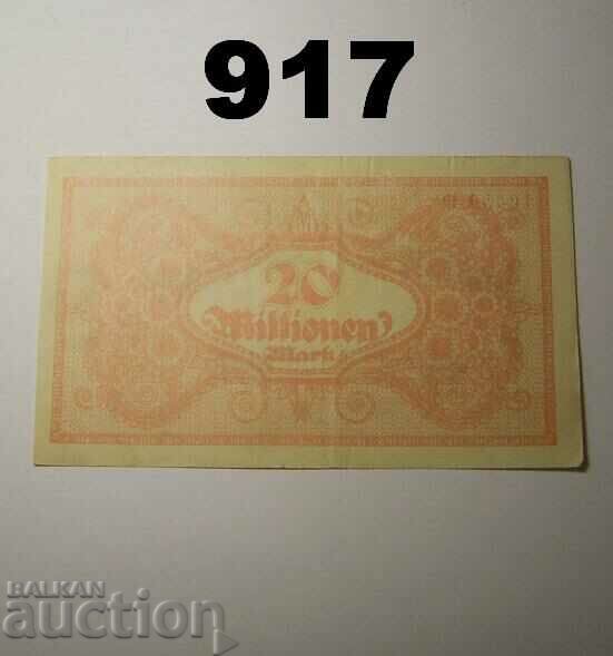 Karlsruhe 20 million mark 1923 Deutsche Reichsbahn XF with price 8.00 BGN | € 4.09 Karlsruhe 20 million mark 1923 Deutsche Reichsbahn XF with price 8.00 BGN | € 4.09