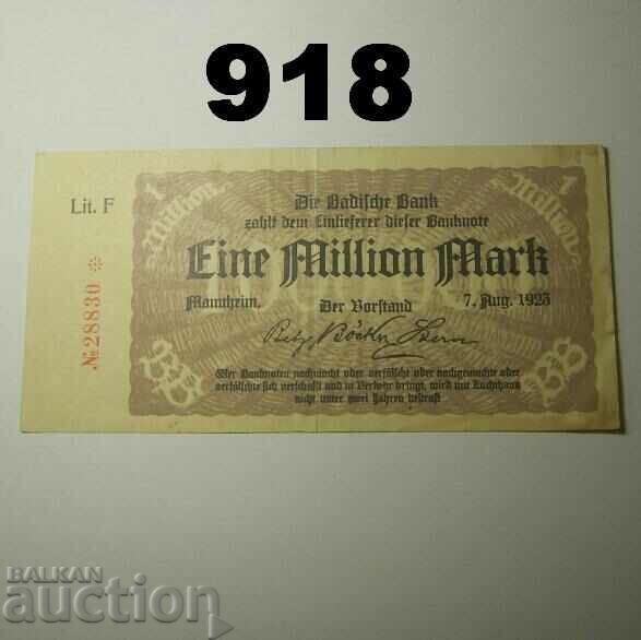 Mannheim 1 million marks 1923 Badische Bank