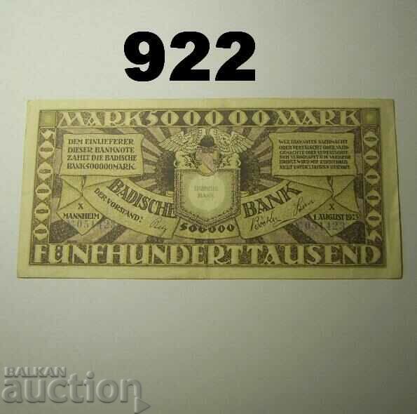 Baden 500000 marks 1923 VF+ Badische Bank with price 7.00 BGN | € 3.58 Baden 500000 marks 1923 VF+ Badische Bank with price 7.00 BGN | € 3.58