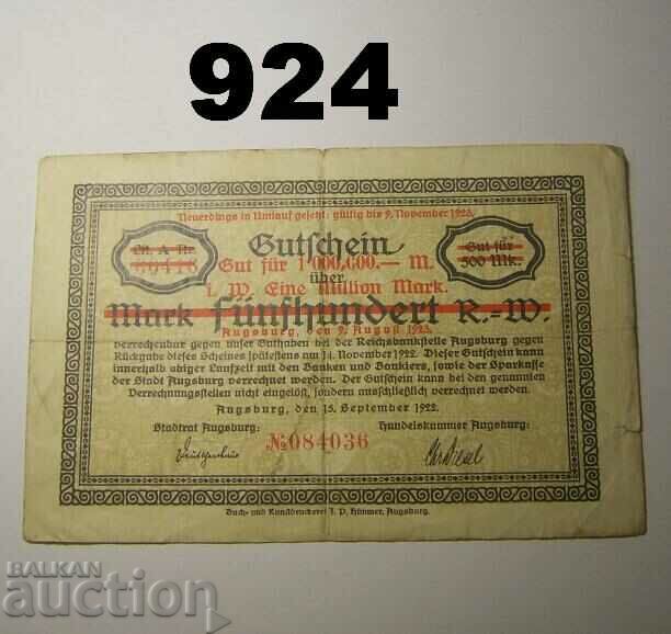 Augsburg 1 million mark 1923 Germany