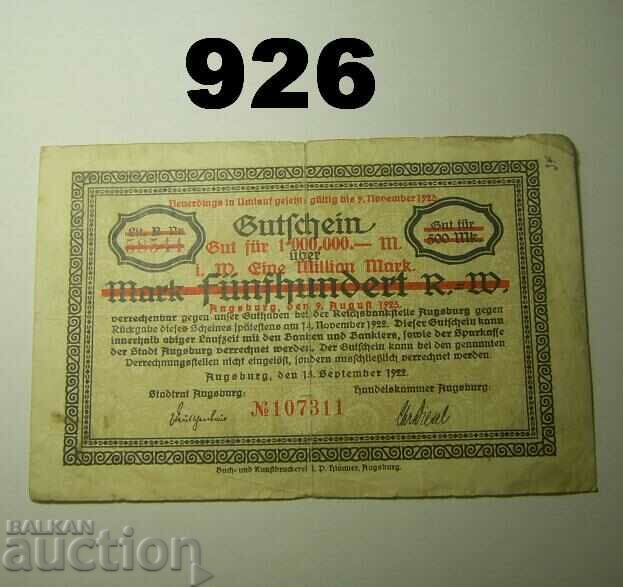 Augsburg 1 million mark 1923 Germany