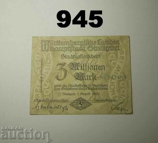 Stuttgart 3 millionen mark 1923 VF