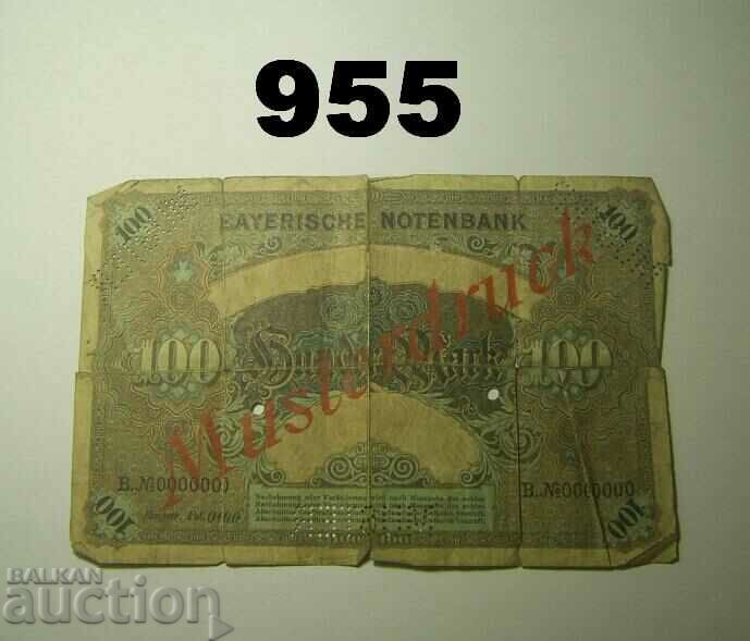 MUSTER Bayerische Notenbank 100 mark 1900