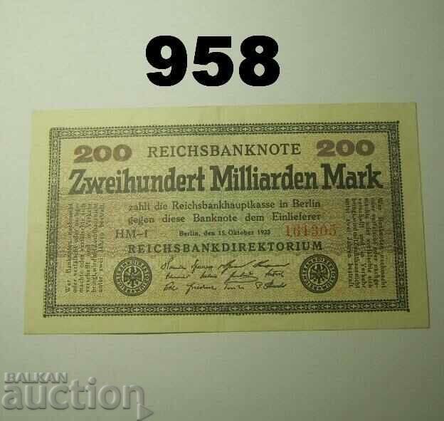 Reichsbankdirektorium 200 milliarden mark 1923 XF