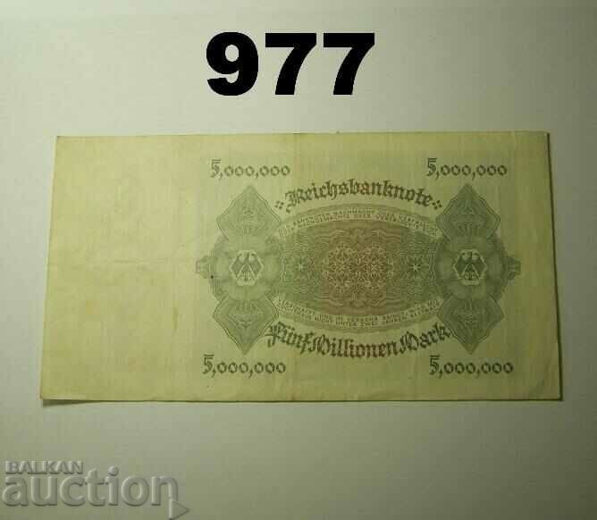 Germany 5 Million Marks 1923 VF+ with price 15.00 BGN | € 7.67 Germany 5 Million Marks 1923 VF+ with price 15.00 BGN | € 7.67