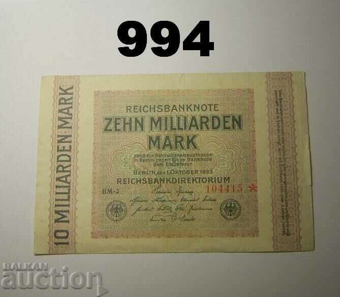 Germany 10 billion marks 1923 Remarks