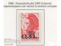 1988. France. "Liberty" - overprint. Denomination in euro.