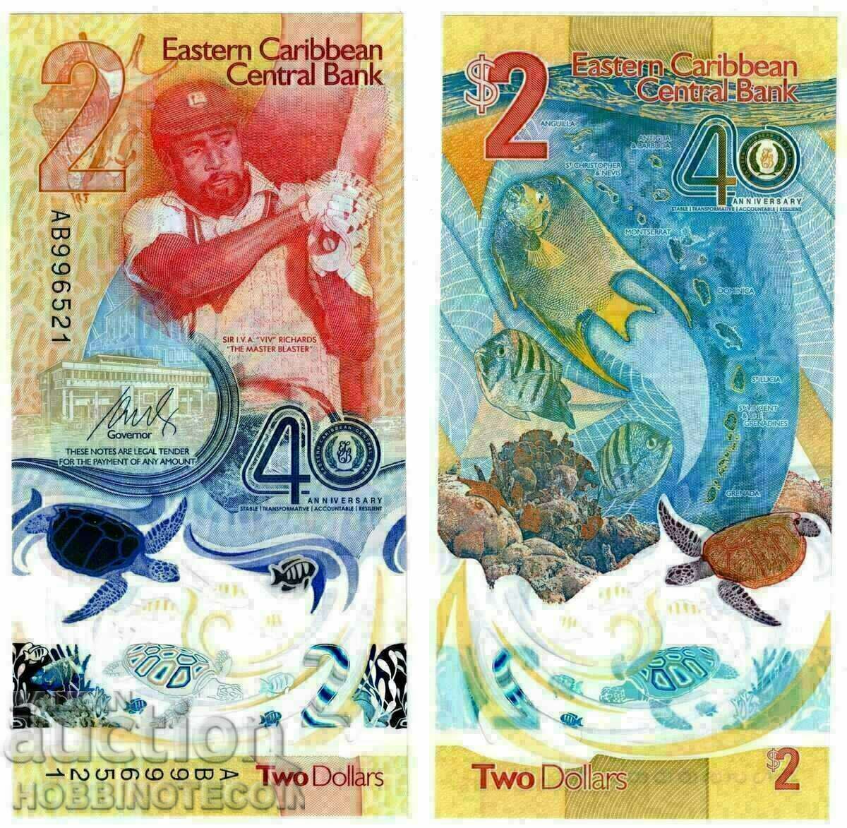 ИЗТОЧНИ КАРИБИ EAST CARIBEAN 2 $ issue 2023 НОВ UNC ПОЛИМЕР