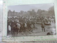 Old photo of soldiers with horses at a watering hole