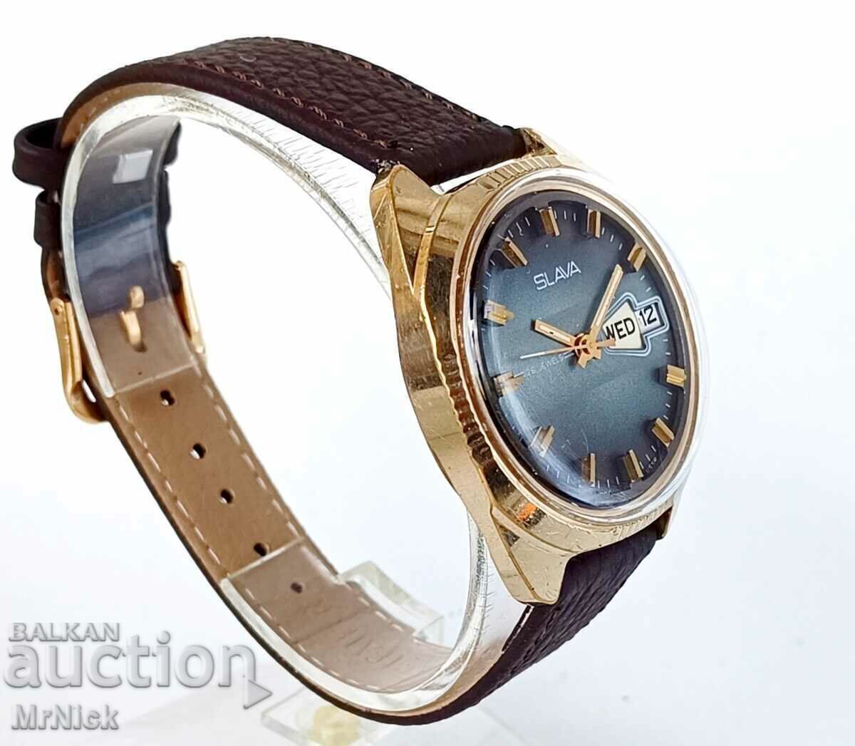 Auction Slava Slava gold-plated men's mechanical watch Auction Slava Slava gold-plated men's mechanical watch
