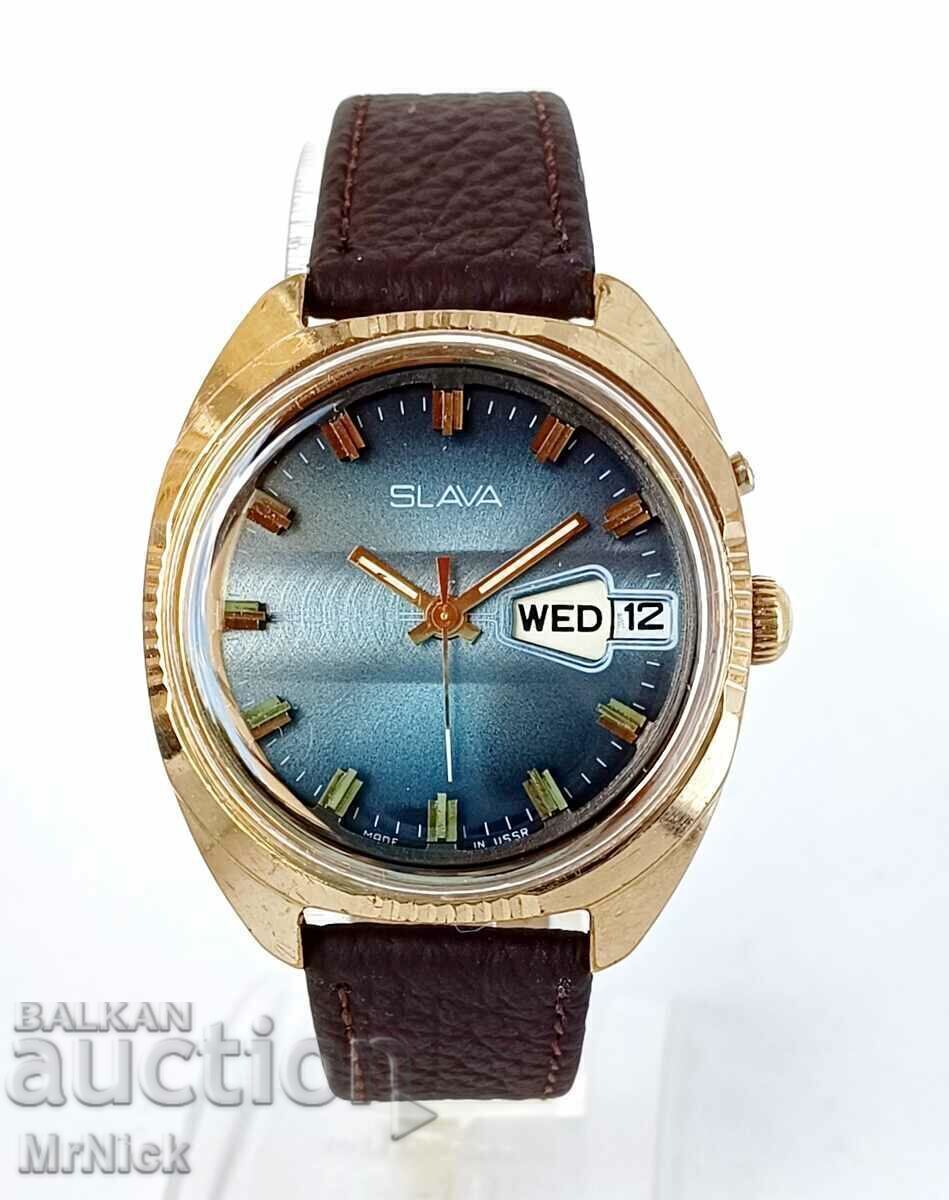 Slava Slava gold-plated men's mechanical watch Slava Slava gold-plated men's mechanical watch