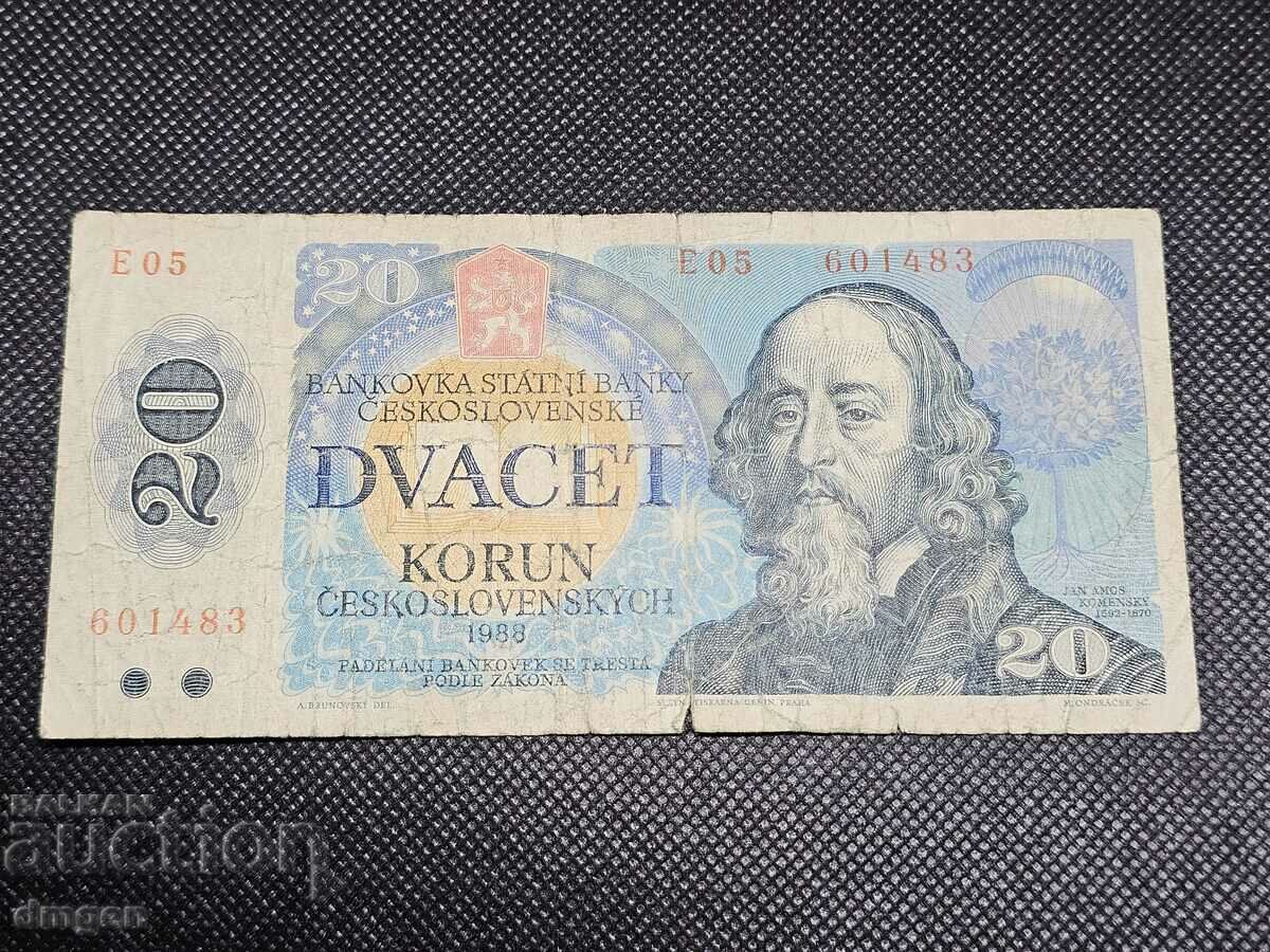 20 kroner Czechoslovakia 1988