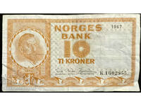 Norvegia 10 coroane 1958 Pick 31d Ref 2855