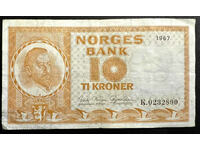 Norway 10 Kroner 1958 Pick 31d  Ref 2890