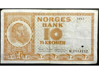 Norvegia 10 coroane 1958 Pick 31d Ref 4242