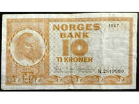 Norvegia 10 coroane 1958 Pick 31d Ref 9990