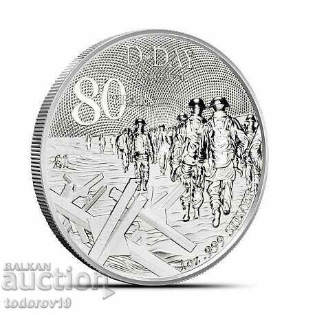 1 oz Сребро Денят с главна "Д"  - 80 години