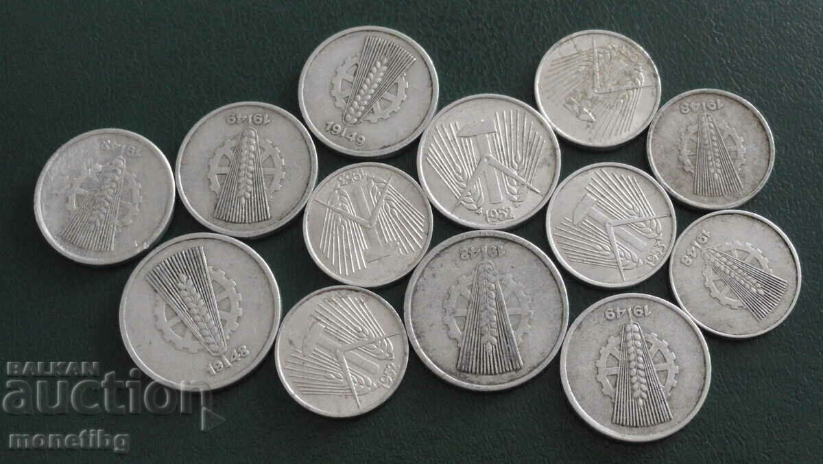 Germany (GDR) 1948-53. - Coins (13 pieces) - 5 Germany (GDR) 1948-53. - Coins (13 pieces) - 5
