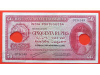 Portugalia India 50 Rupii 1945 Anulat Rare Pick 38 aUnc