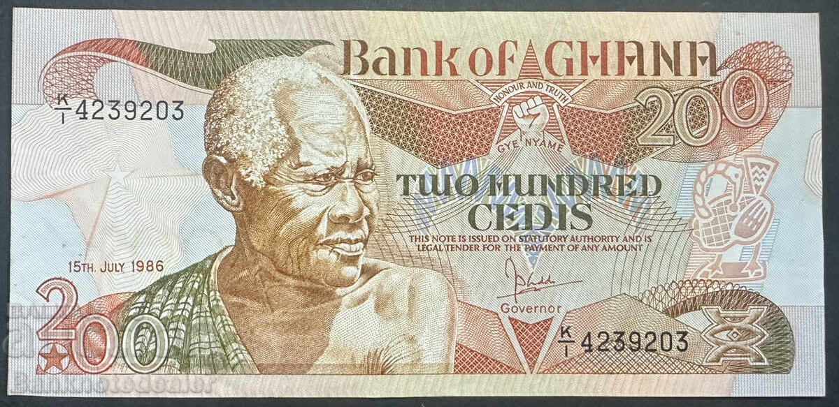 Ghana 200 Cedis 1986 Pick 27b Ref 9203 Ghana 200 Cedis 1986 Pick 27b Ref 9203