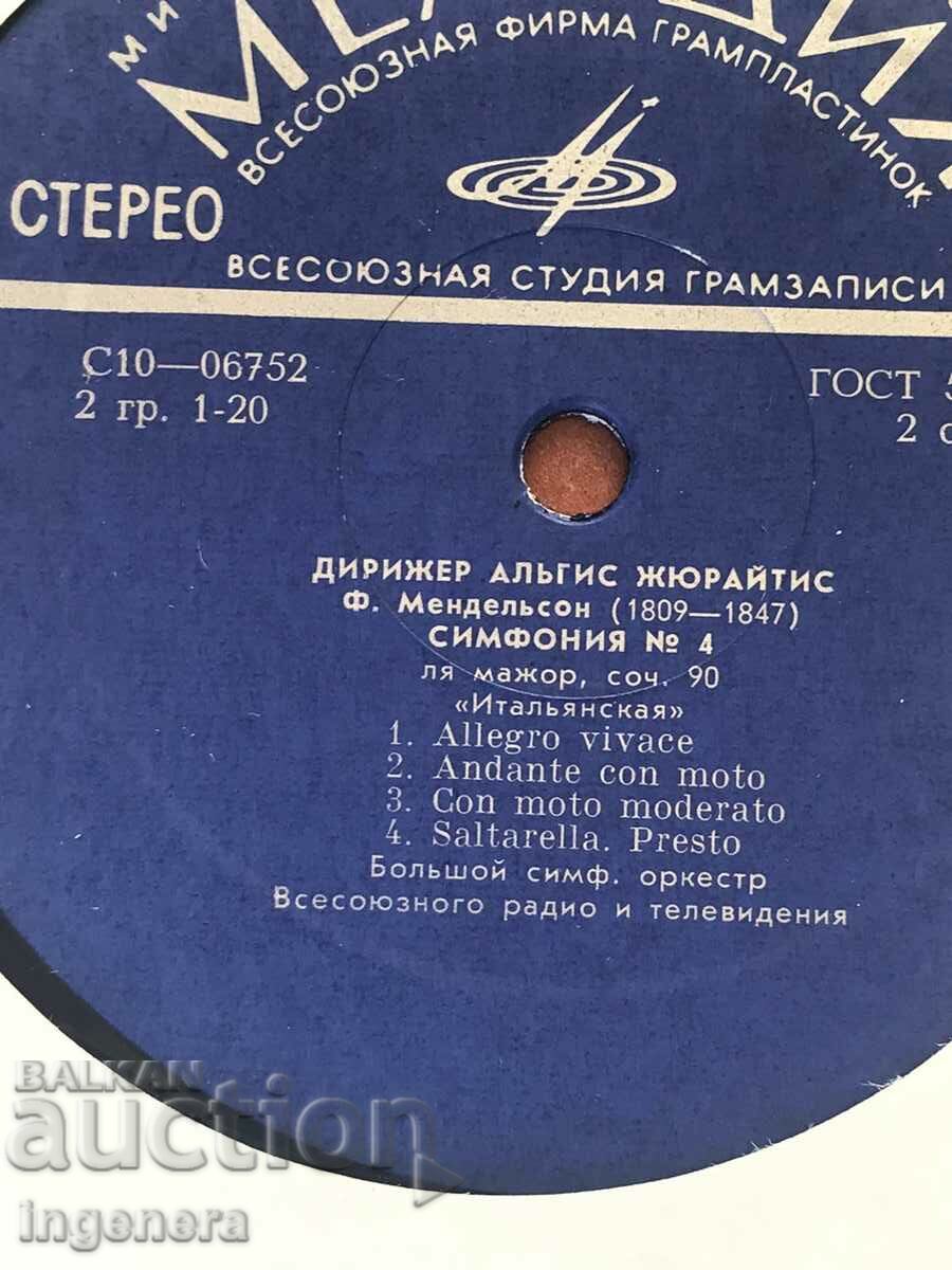 RECORD GRAMOPHONE CLASSICAL MUSIC-SHEET, MENDELSOHN with price 9.00 BGN | € 4.60 RECORD GRAMOPHONE CLASSICAL MUSIC-SHEET, MENDELSOHN with price 9.00 BGN | € 4.60