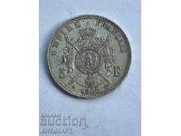 silver coin 5 francs France 1868 silver