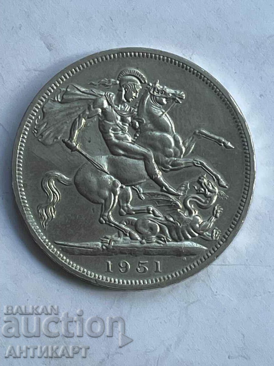 Англия Georgius VI монета 1 crown 5 shillings 1951