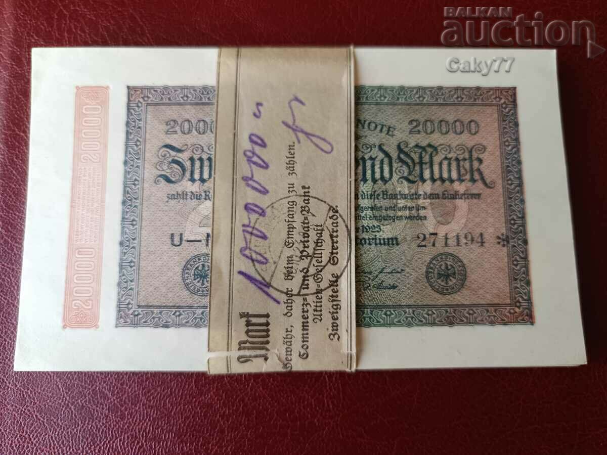 Pachet de 50 de bancnote x 20.000 de timbre 1923 UNC