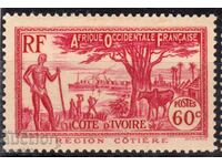 Франция/Cote D"Ivoire/AOF-1936-Редовни-Крайбрежен изглед,MLH