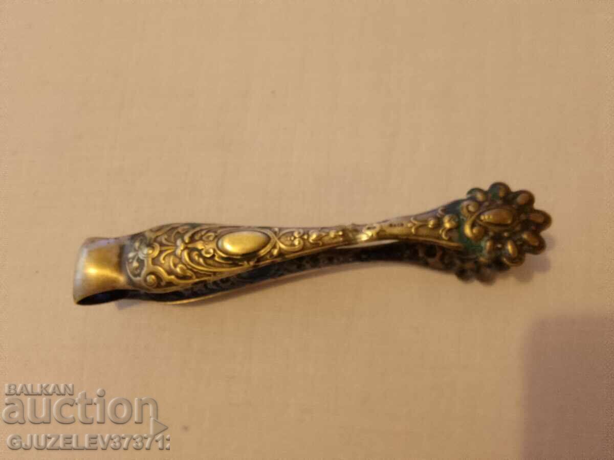 Auction Retro Baroque brass silver-plated sugar ice tongs Auction Retro Baroque brass silver-plated sugar ice tongs