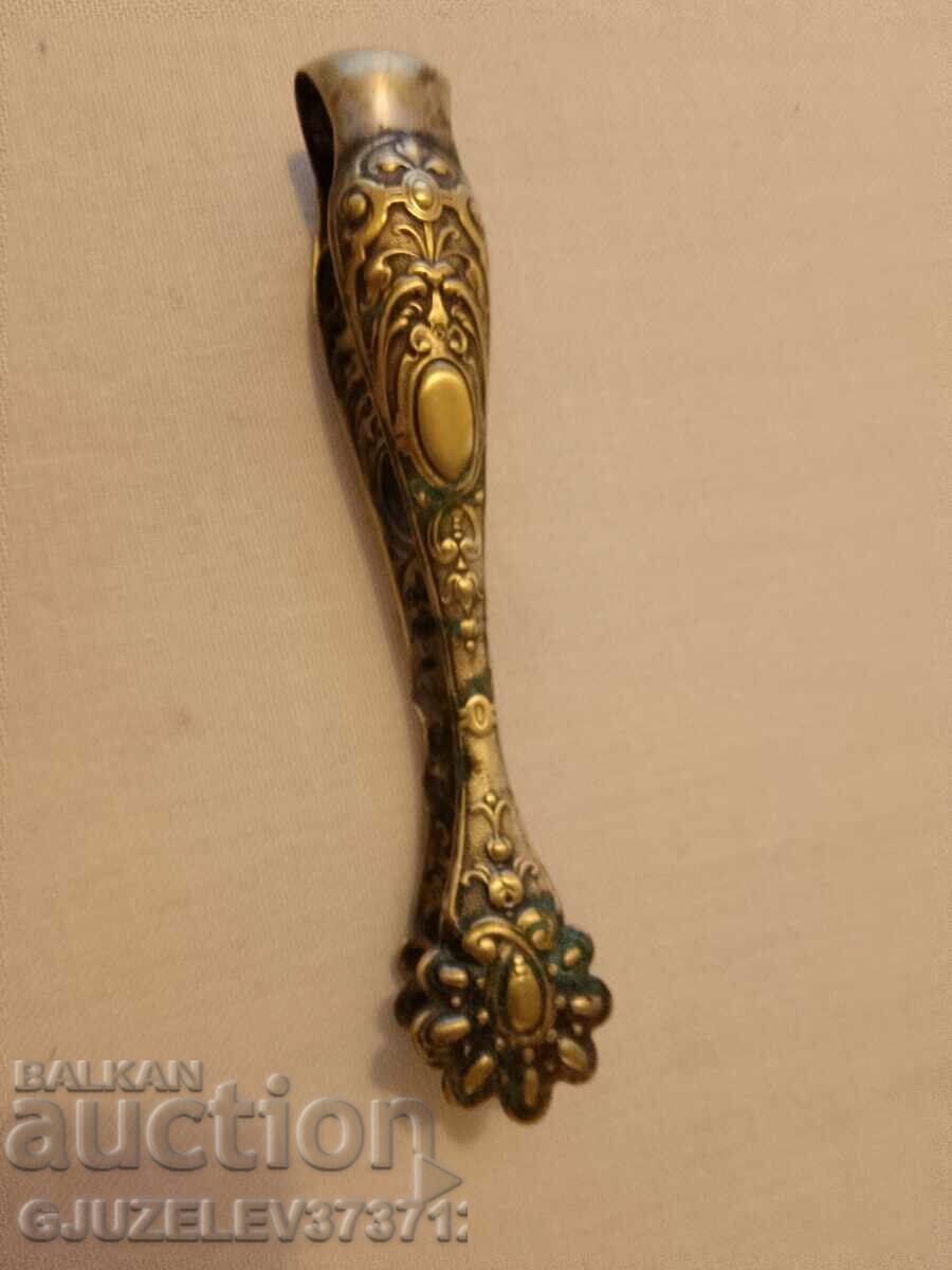 Retro Baroque brass silver-plated sugar ice tongs - 6 Retro Baroque brass silver-plated sugar ice tongs - 6