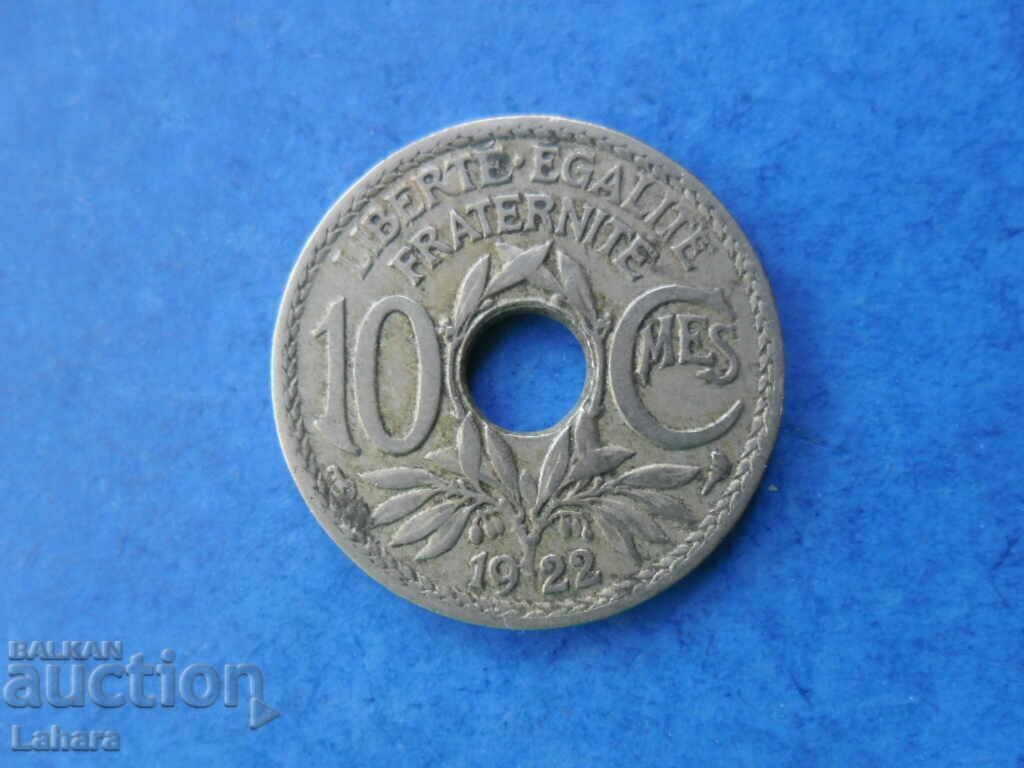 10 centimes 1922. Γαλλία