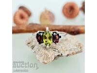 5102 Silver ring with rhodolite Garnet and Peridot