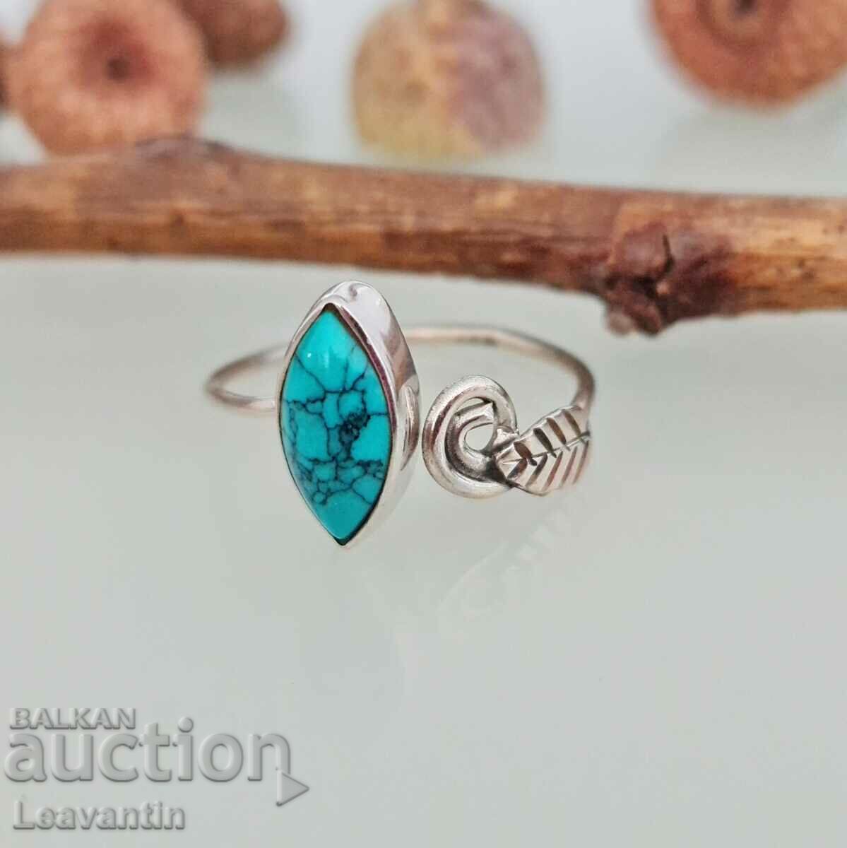 5101 Adjustable Silver Ring with Turquoise