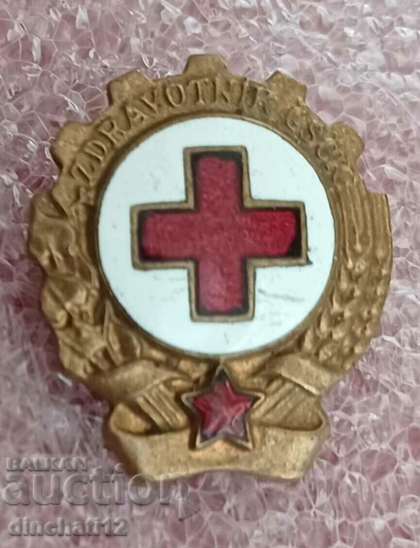 Auction  Badge. Red Cross Czechoslovakia - Medical Officer