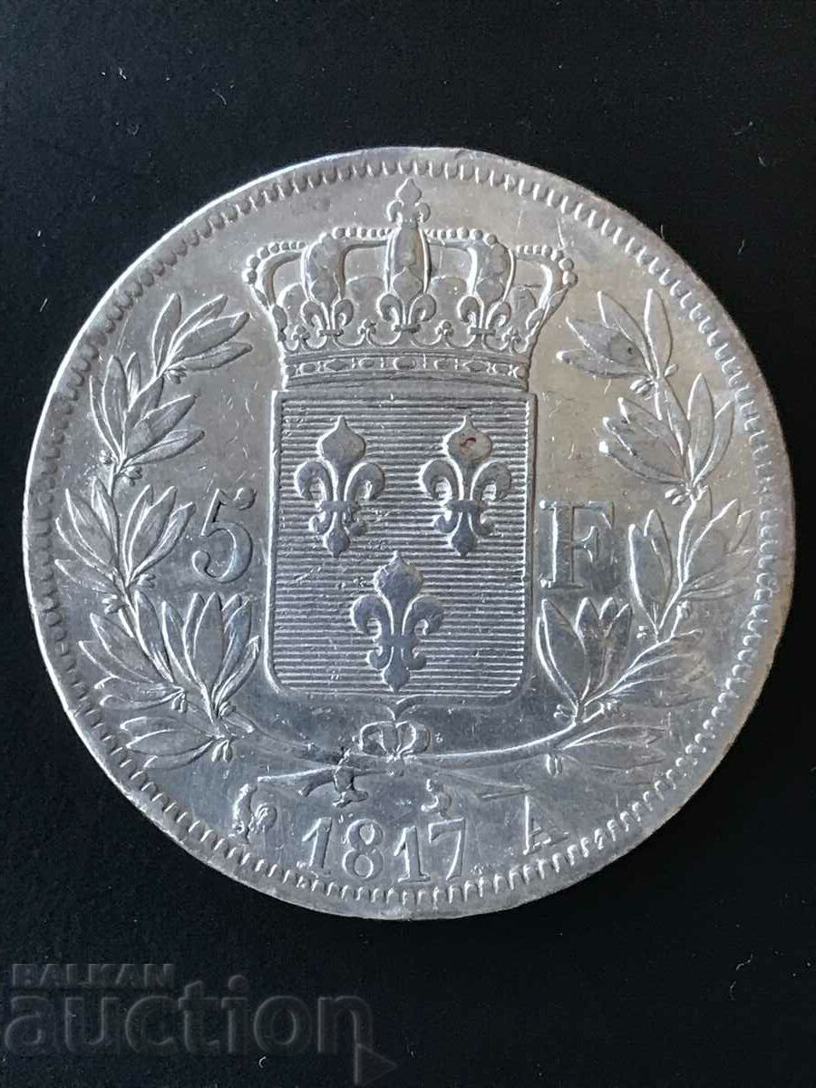 France 5 Francs 1817 Paris Louis XVIII Silver with price 199.00 BGN | € 101.75 France 5 Francs 1817 Paris Louis XVIII Silver with price 199.00 BGN | € 101.75